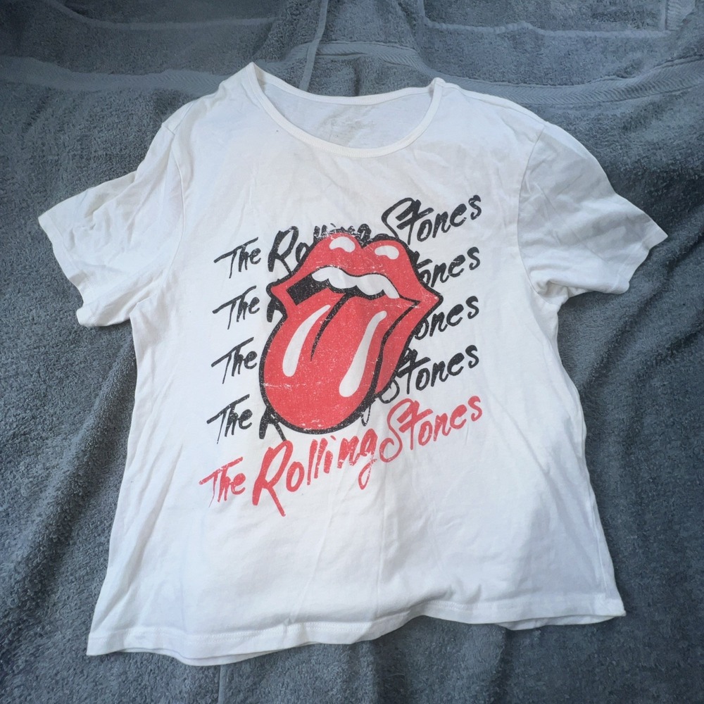 Women The Rolling Stones Top Size Medium Words‎ Mouth Short Sleeve